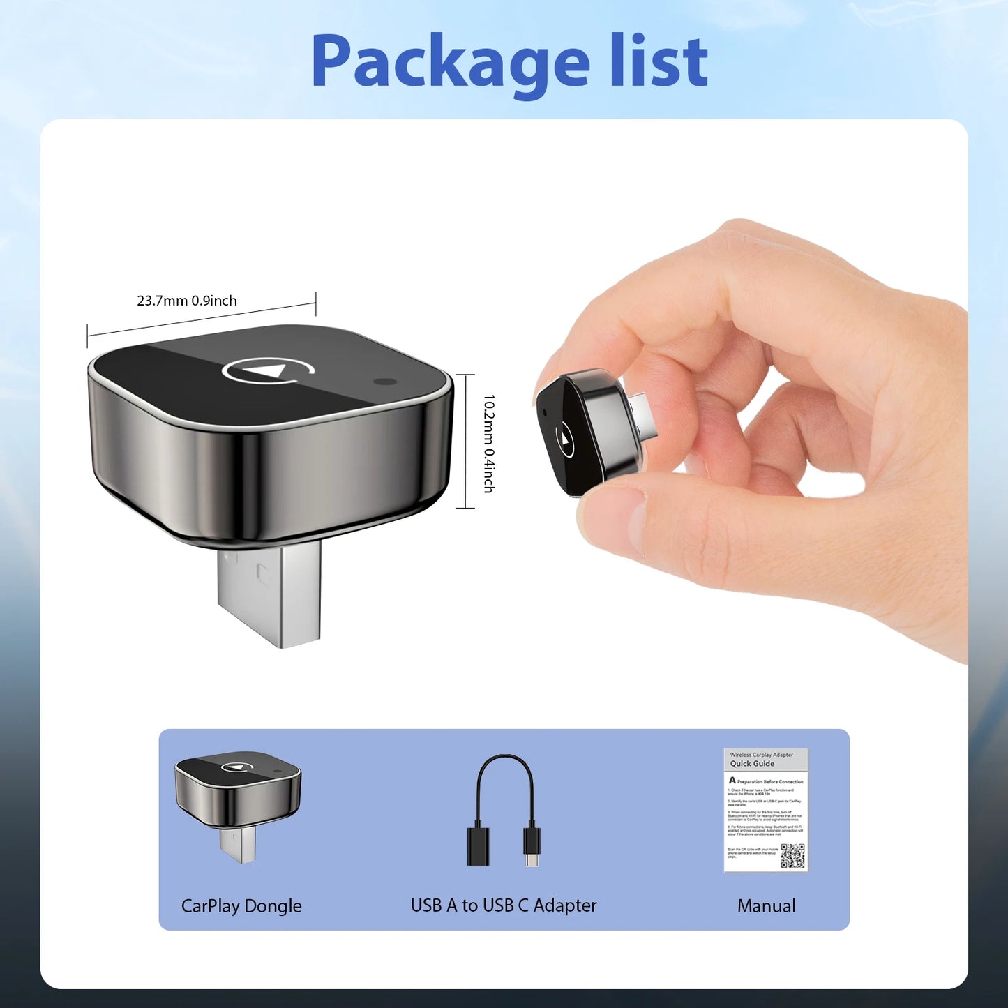 2025 Wireless CarPlay & Android Auto Adapter - 2-in-1, 5GHz Wifi, Plug & Play (USB/USB-C)