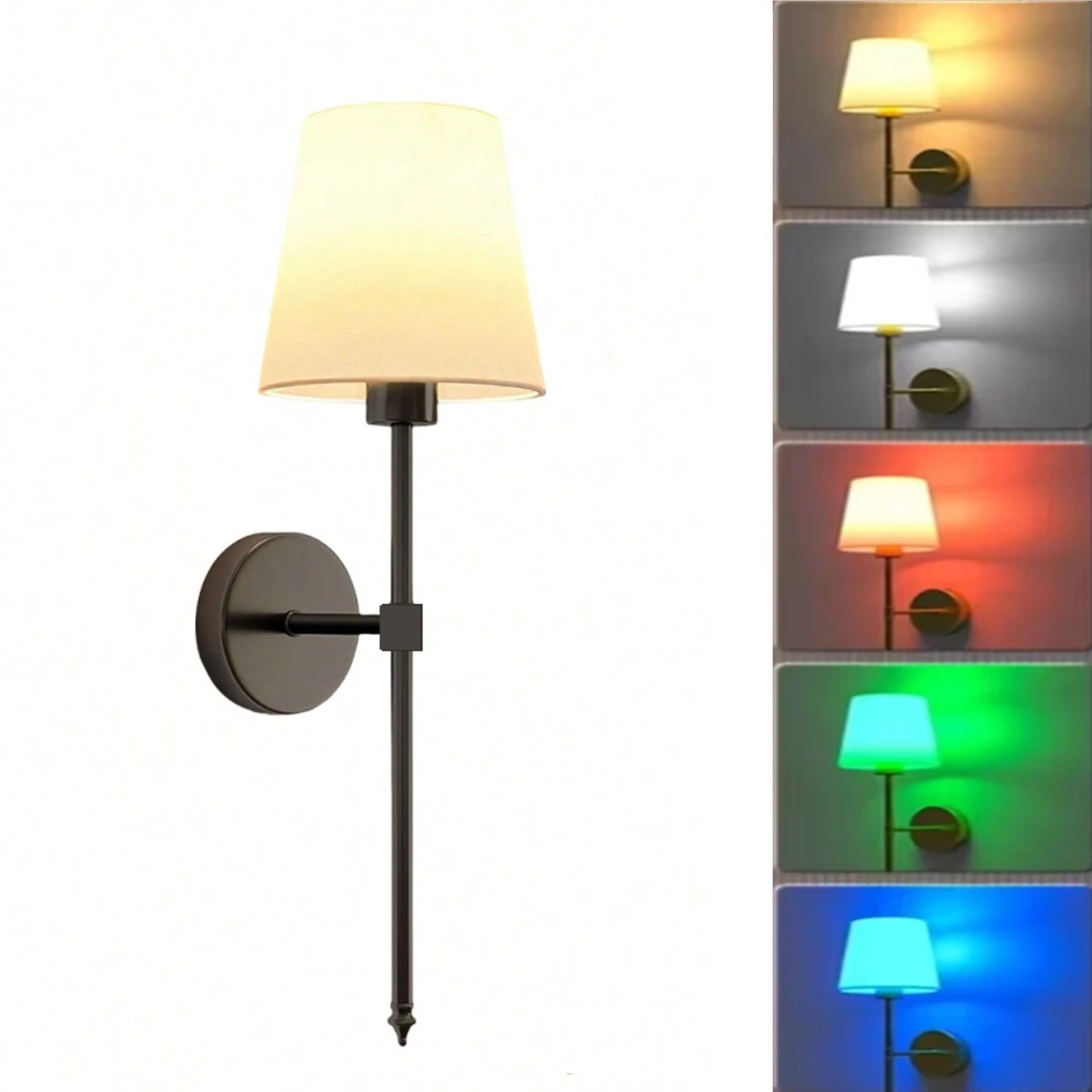 Wireless Battery Powered Wall Lamp Rechargeable Wall Lamp Dimmable Detachable Bulb Remote Control 10 Color Wireless Wall Lamp