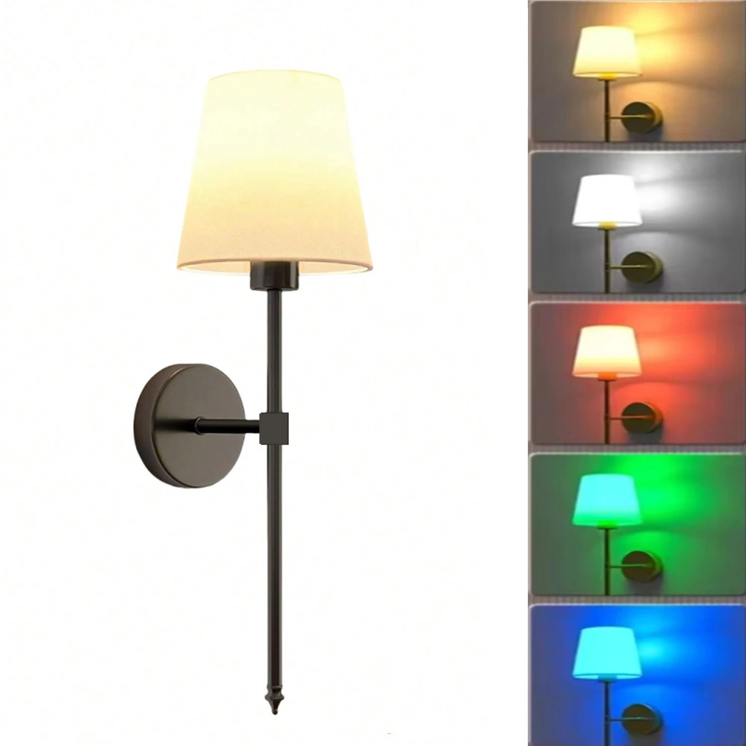Wireless Battery Powered Wall Lamp Rechargeable Wall Lamp Dimmable Detachable Bulb Remote Control 10 Color Wireless Wall Lamp